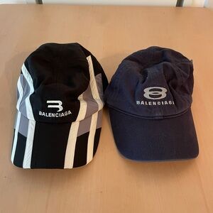 Balenciaga Black & Navy Logo Stripe Baseball Caps